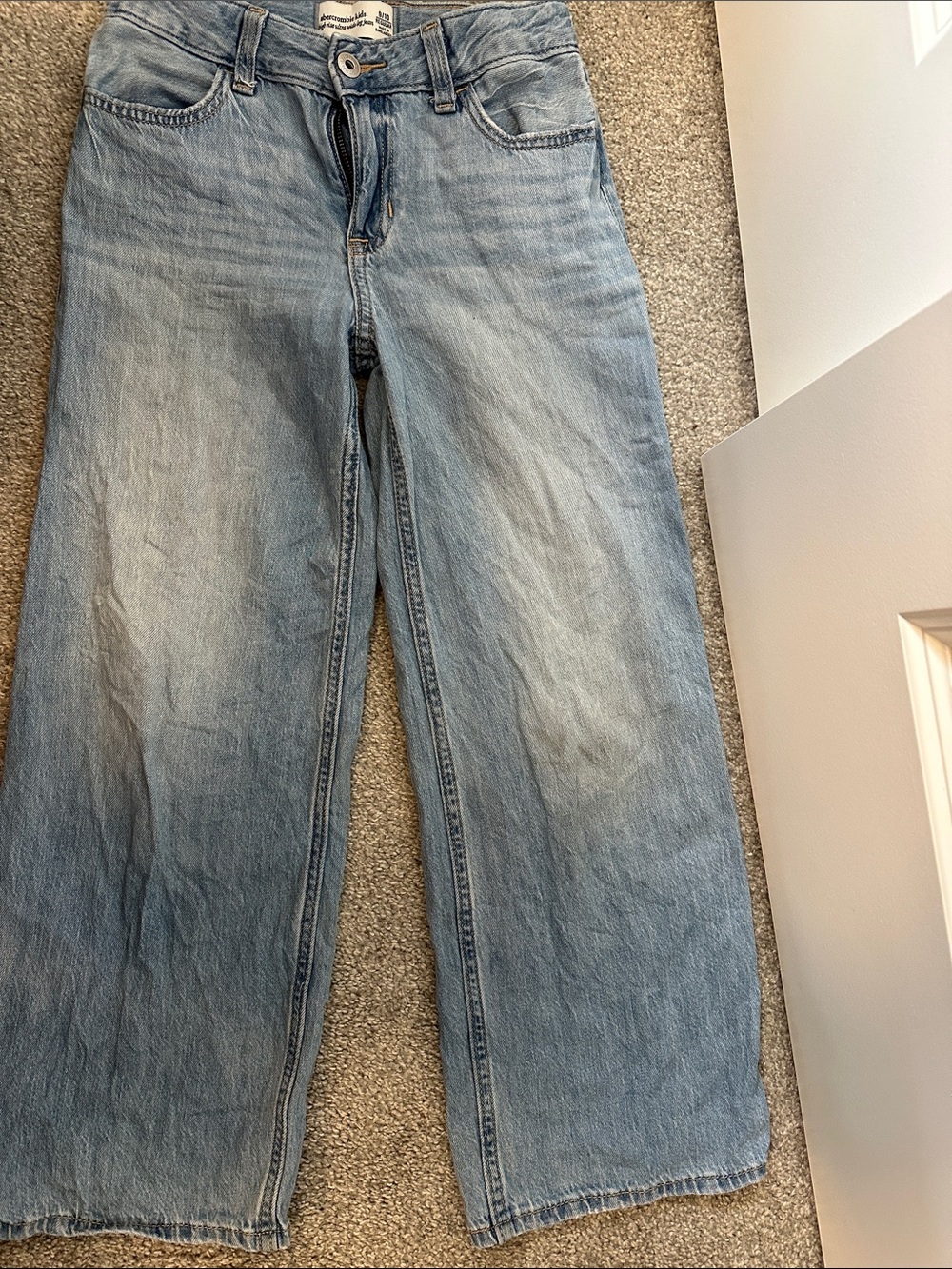 abercrombie kids light blue wide-leg jeans
